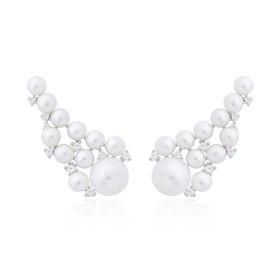 Imagem do produto Brinco Ear Cuff Pérolas Grandes e Pequenas com Zircônias Prata 925