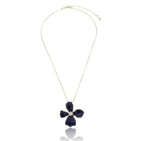 Imagem do produto Colar Flor Grande Azul Midnight Folheado a Ouro 18k