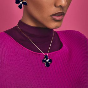 Imagem do produto Colar Flor Grande Azul Midnight Folheado a Ouro 18k