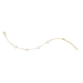 Imagem do produto Pulseira 4 Pérolas Naturais Espaçada Folheada a Ouro 18k