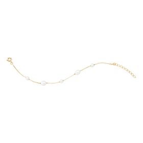Imagem do produto Pulseira de Pérolas Naturais e Shell Espaçada Folheada a Ouro 18k