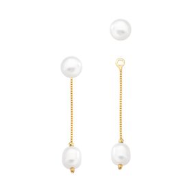 Imagem do produto Brinco 2 em 1 Pérola e Fio Pérola Natural Folheado a Ouro 18k
