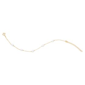 Imagem do produto Pulseira 5 Pérolas Naturais Arroz Espaçada Folheada a Ouro 18k