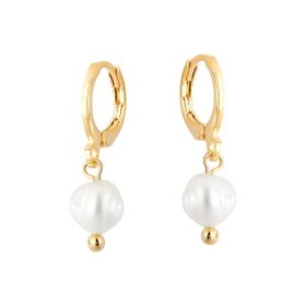Imagem do produto Brinco Argola com Pérola Natural Folheado a Ouro 18k