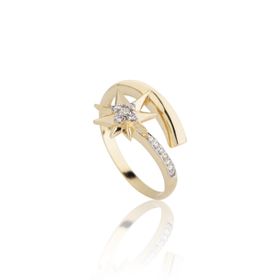 Imagem do produto Anel Stars Torcido Estrela Cravejado Folheado a Ouro 18k