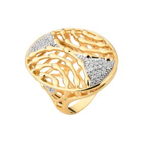 Imagem do produto Anel Largo Tramas com Detalhes de Zircônias Folheado a Ouro 18k