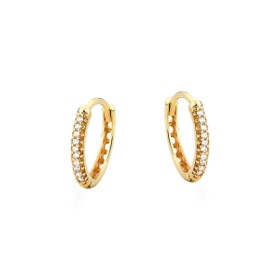 Imagem do produto Brinco Argola Pequena Fina com Microzircônias em Ouro 18k