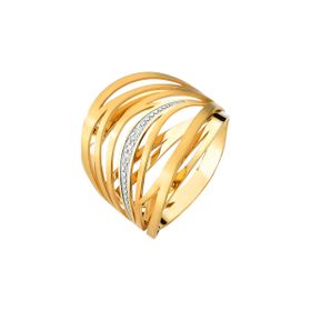 Imagem do produto Brinco Multi Aros com Detalhe Fosco e 5 Pontos de Diamantes em Ouro 18k