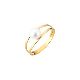 Imagem do produto Anel Aro Duplo e Pérola Botão 6,5 mm em Ouro 18k