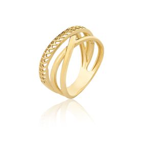 Imagem do produto Anel com Aros Entrelaçados e Detalhe Vazado em Ouro 10k