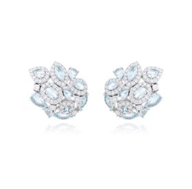 Imagem do produto Brinco Ear Cuff Zircônias Geométricas Aqua com Zircônias em Volta Prata 925