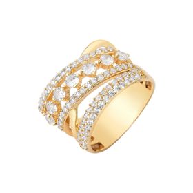 Imagem do produto Anel Chardonnay Largo Vazado com Zircônias e Cristais Folheado a Ouro 18k