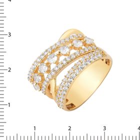 Imagem do produto Anel Chardonnay Largo Vazado com Zircônias e Cristais Folheado a Ouro 18k