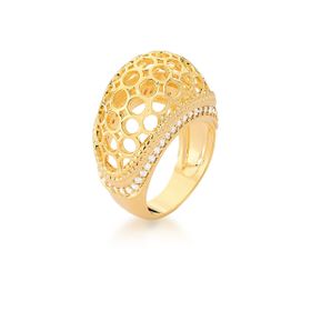 Imagem do produto ANEL CHARDONNAY LARGO ARABESCOS COM ZIRCÔNIAS FOLHEADO A OURO 18K