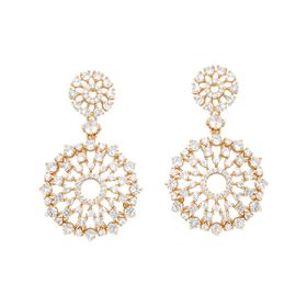Imagem do produto Brinco Chardonnay Redondo Arabescos Cravejado de Zircônias Folheado a Ouro 18k