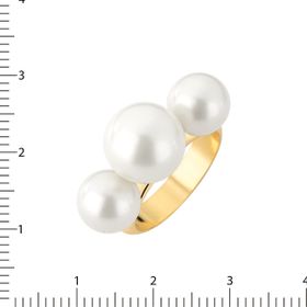 Imagem do produto Anel Três Pérolas com Aro Largo Folheado a Ouro 18k