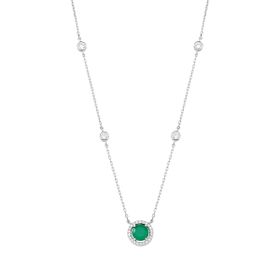 Imagem do produto Colar com Pingente Esmeralda Redondo Zircônias em volta e Quatro Pontos de Luz Prata 925