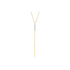 Imagem do produto GARGANTILHA GRAVATINHA COM PALITOS LISO E CRAVEJADO FOLHEADA A OURO 18K