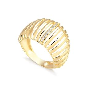 Imagem do produto ANEL GRANDE BUD COM ESPAÇAMENTOS E UM LINHA CRAVEJADA DE ZIRCÔNIAS EM OURO 10