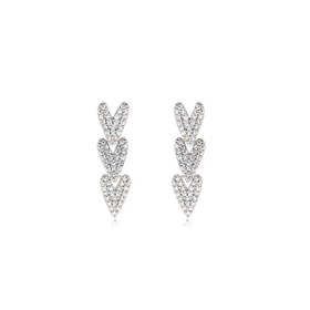 Imagem do produto BRINCO STELLE LONGO CORAÇÕES CRAVEJADOS DE ZIRCÔNIAS ESTILIZADOS FOLHEADO A OURO 18K