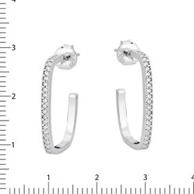 Imagem do produto Brinco meia argola quadrada cravejada de zircônias prata 925