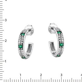 Imagem do produto Brinco meia argola de zircônias com três cristais esmeralda prata 925