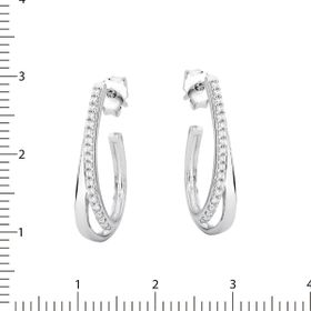 Imagem do produto Brinco meia argola dupla lisa e cravejada de zircônias prata 925