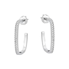 Imagem do produto Brinco meia argola quadrada cravejada de zircônias prata 925