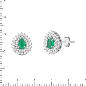 Imagem do produto Brinco cristal esmeralda gota com quatro garras cravejado de zircônias em volta prata 925