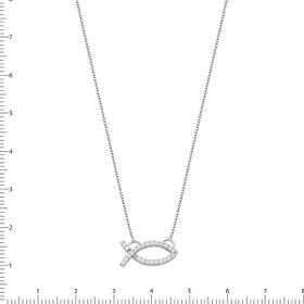 Imagem do produto Colar com pingente peixe ichthys cravejado de zircônias prata 925