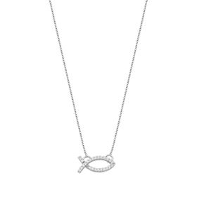 Imagem do produto Colar com pingente peixe ichthys cravejado de zircônias prata 925