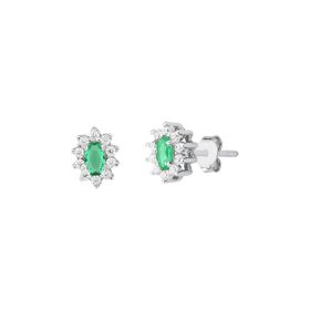 Imagem do produto Brinco oval zircônia esmeralda cravejado de zircônias em volta prata 925 