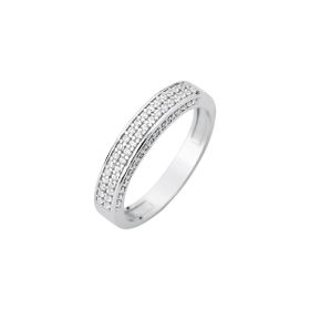 Imagem do produto Anel com zircônias e garras  no aro e lateral prata 925