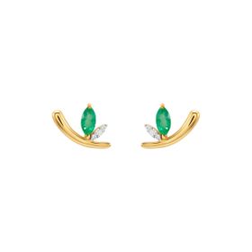 Imagem do produto Brinco ear cuff liso com gota esmeralda natural e diamantes em ouro 18k