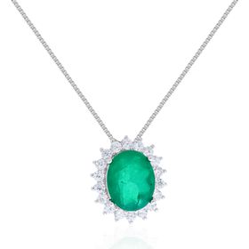 Imagem do produto Colar cristal esmeralda gota cravejada de zircônias em volta prata 925