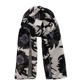 Imagem do produto XALE 100% POLIESTER DARK FLOWER PRETO E BRANCO 180X90 CM