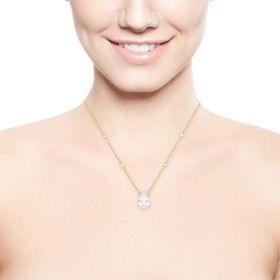 Imagem do produto Colar 42cm com gota cristal e pontos de luz folheado a ouro 18k
