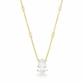 Imagem do produto Colar 42cm com gota cristal e pontos de luz folheado a ouro 18k