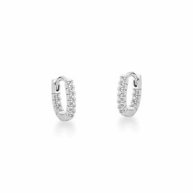 Imagem do produto Brinco argola oval com 1 carreira de zircônias por dentro e na frente em prata 925