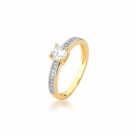Imagem do produto Anel Stelle solitário com aro cravejado de zircônias com aplicação de ródio folheado a ouro 18k