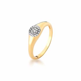 Imagem do produto Anel Stelle solitário círculo cravejado de zircônias com aplicação de ródio folheado a ouro 18k