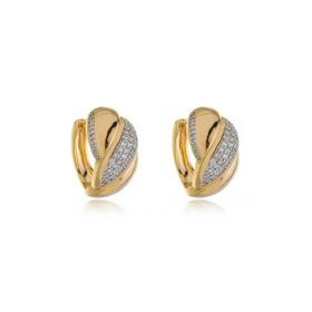 Imagem do produto Brinco argola click com design retorcido e detalhes com zircônias folheado a ouro 18k