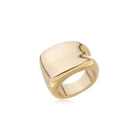Imagem do produto Anel liso com design assimétrico de rocha folheado a ouro 18k