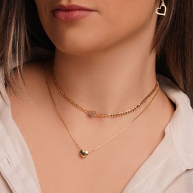Imagem do produto Colar elos 35cm com pingente coração cravejado de zircônias folheado a ouro 18k