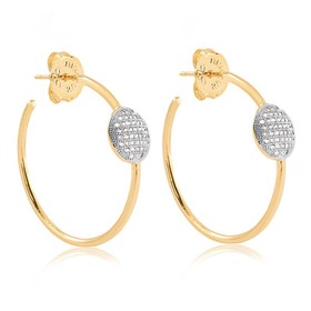 Imagem do produto Brinco meia argola media com circulo cravejado de zircônias folheado a ouro 18k