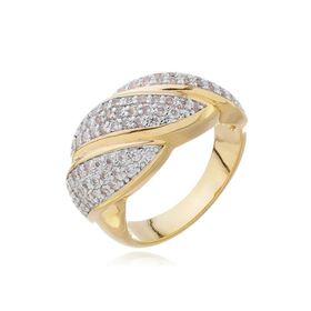 Imagem do produto Anel com design retorcido e detalhes em cravação de zircônias folheado a ouro 18k