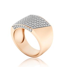 Imagem do produto Anel com detalhe no aro cravejado de zircônias folheado a ouro 18k