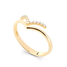 Imagem do produto Anel com aro em v cravejado de zircônias folheado a ouro 18k