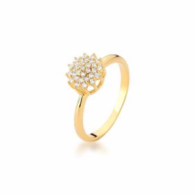 Imagem do produto Anel chuveirinho cravejado de zircônias folheado a ouro 18k