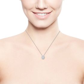 Imagem do produto Colar 42cm com zircônia oval aqua com contorno cravejado de zircônias em prata 925